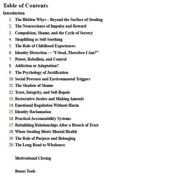Shoplifting Workbook | Psychology of Stealing & Impulse Control | Healing PDF Guide (60+ pages)