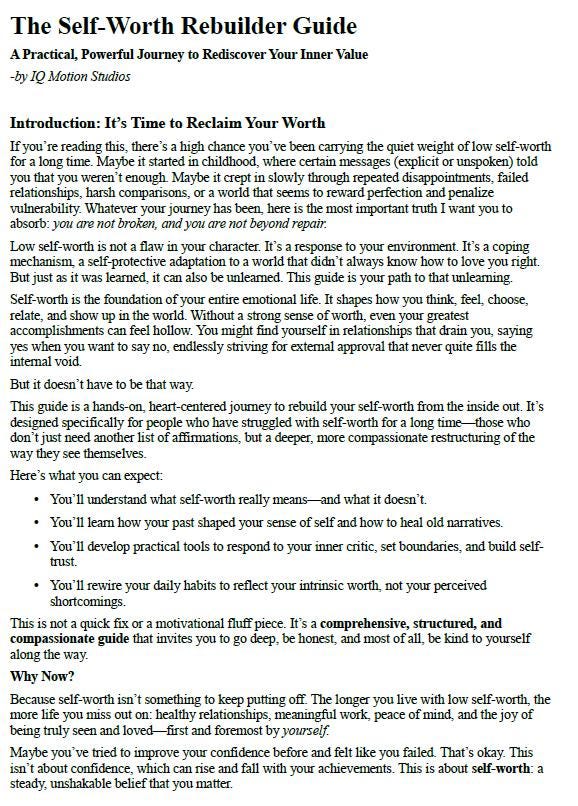 Self-Worth Workbook – Heal the Inner Critic, Build Confidence & Reclaim Your Value | 40+ A4 Printable Pages | Psychology-Based