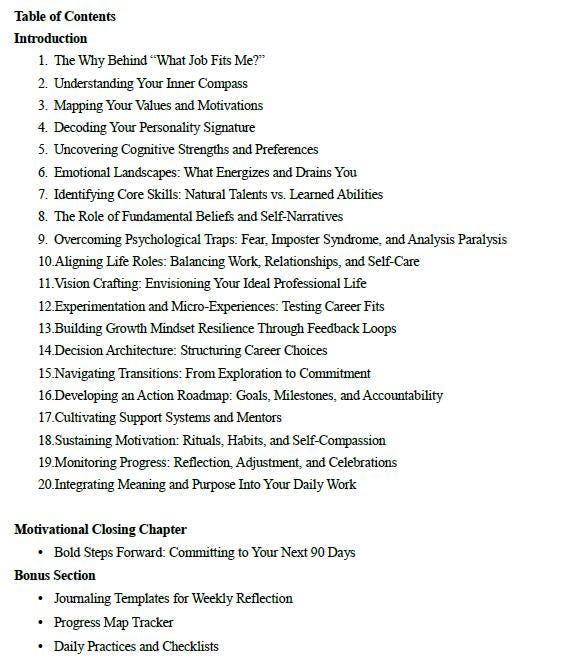 What Job Fits Me? Workbook | Career Self-Discovery Map | Psychology-Based PDF Journal for Finding the Right Path