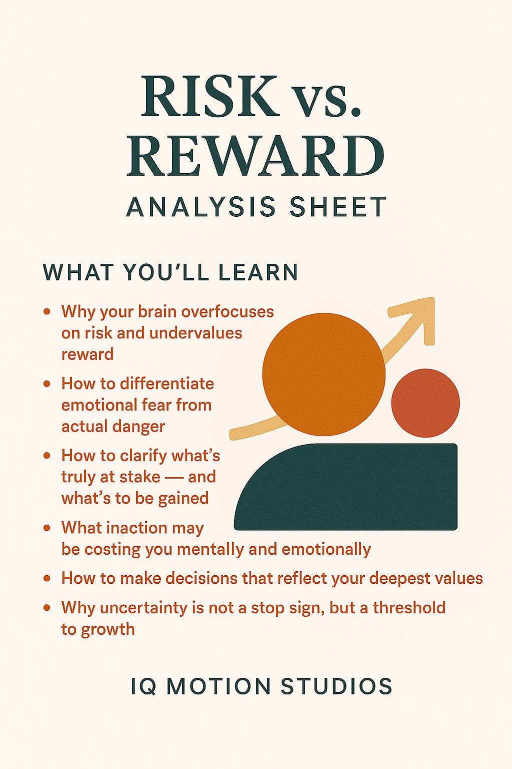 Risk vs. Reward Analysis Sheet, Psychology-Based Decision Clarity Tool for Life, Career and Personal Growth, A4 Printable PDF