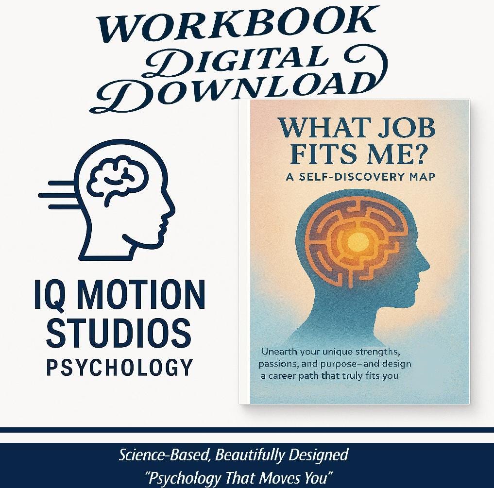 What Job Fits Me? Workbook | Career Self-Discovery Map | Psychology-Based PDF Journal for Finding the Right Path