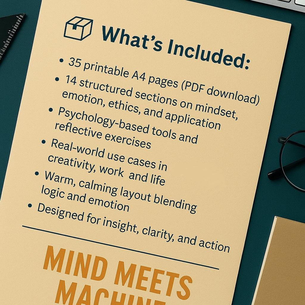 Mind Meets Machine PDF | How to Use AI in Daily Life | Psychology-Based Guide for Creators, Entrepreneurs & Curious Minds | 35 Pages