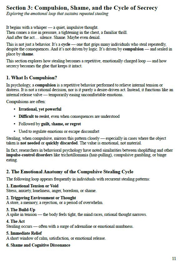 Shoplifting Workbook | Psychology of Stealing & Impulse Control | Healing PDF Guide (60+ pages)