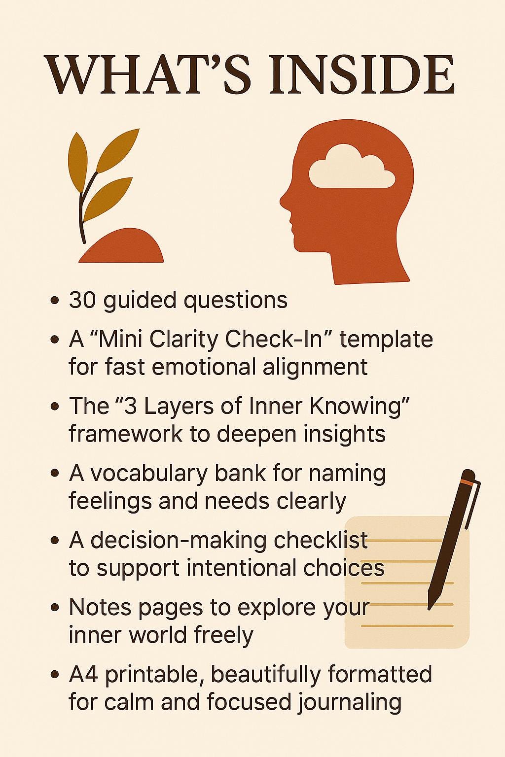 30 Questions for Inner Clarity | Self-Reflection Journal for Emotional Direction, Purpose & Decision-Making | A4 Printable PDF
