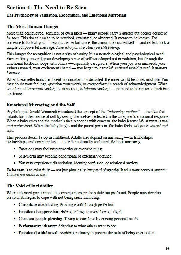 Desire for Human Closeness Workbook | Emotional Intimacy & Connection | Psychology Self-Growth PDF