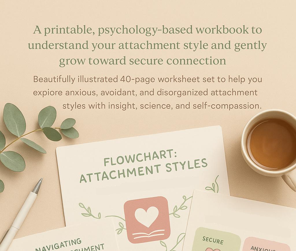 Attachment Styles Flowchart – Psychology-Based Worksheets to Heal Patterns & Strengthen Relationships
