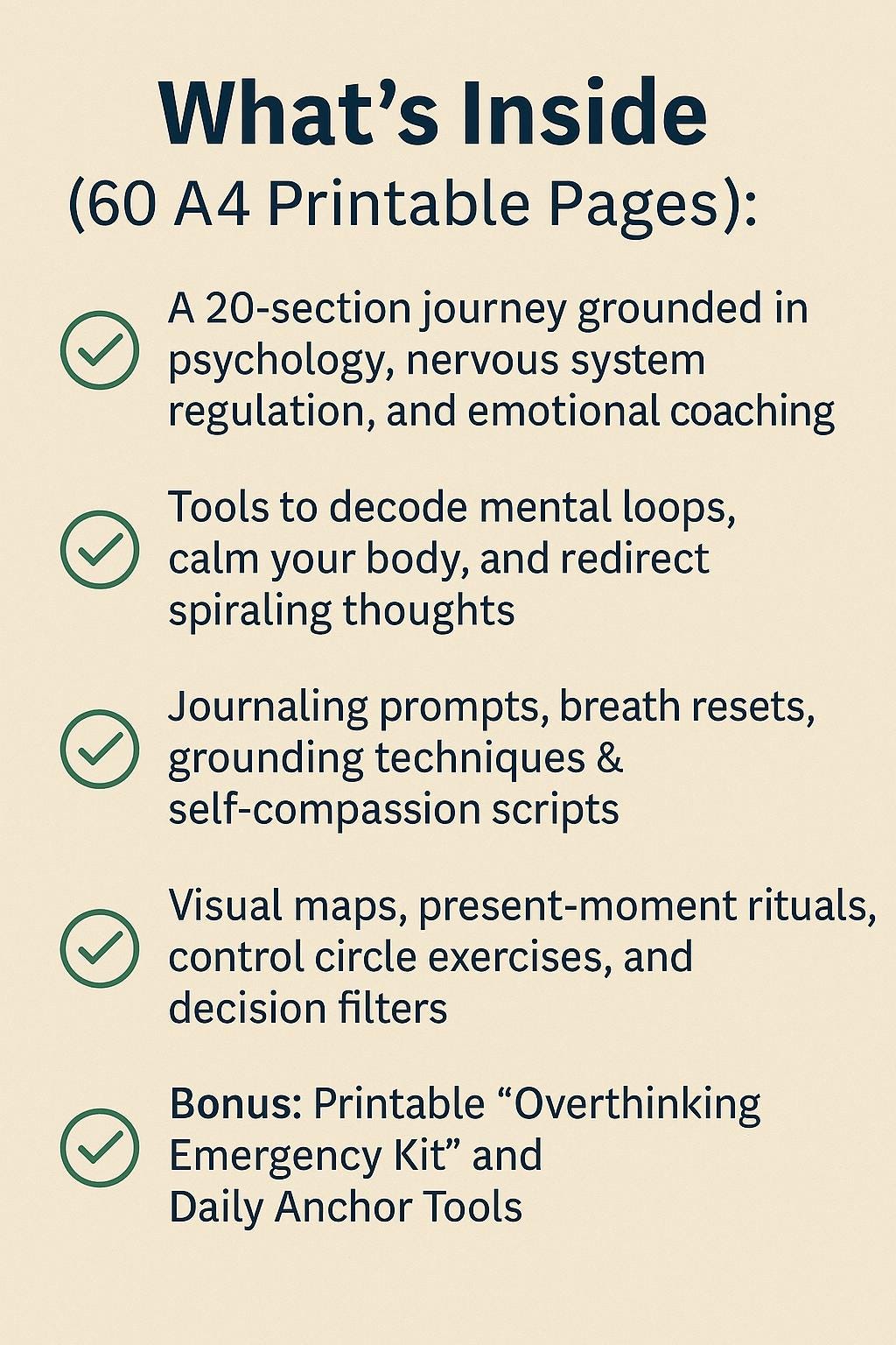 The Overthinking Cure Workbook – Printable 60-Page Mental Clarity Journal for Anxiety, Thought Loops & Emotional Regulation