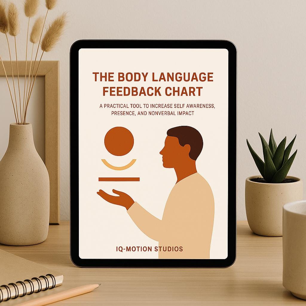 Body Language Feedback Chart | Nonverbal Awareness & Presence Journal for Communication Clarity | A4 Printable PDF