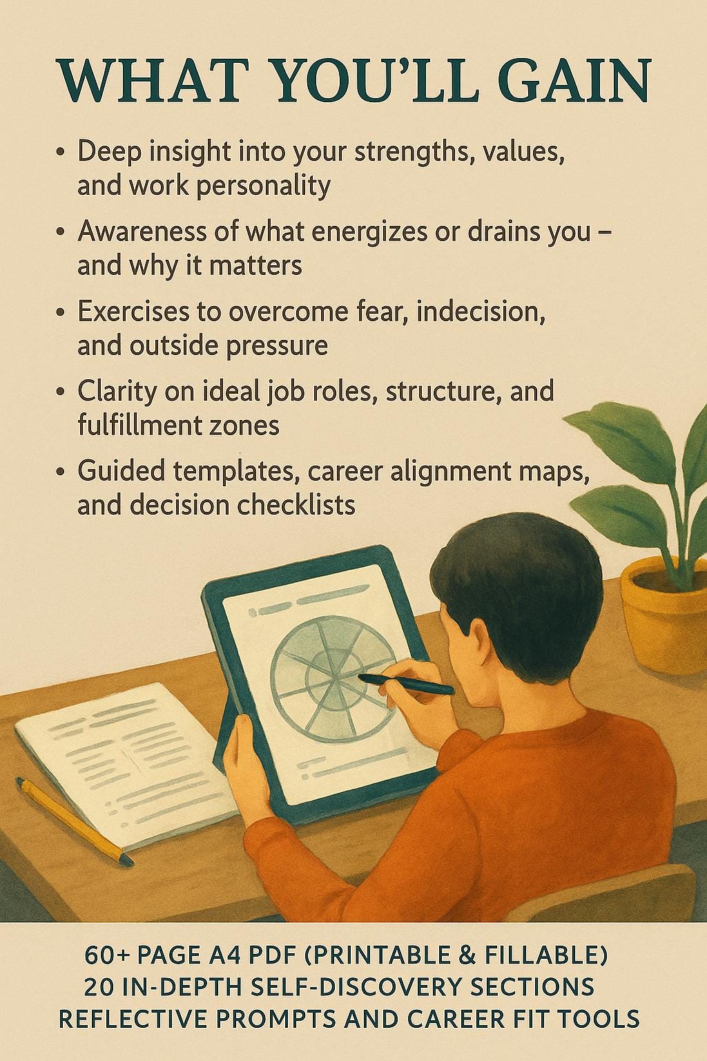 What Job Fits Me? Workbook | Career Self-Discovery Map | Psychology-Based PDF Journal for Finding the Right Path