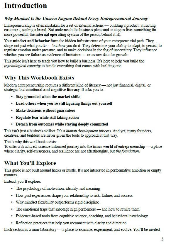 Entrepreneurial Mindset Guide PDF – 60+ Pages for Building Resilience, Vision & Growth Habits | Psychology-Based Workbook