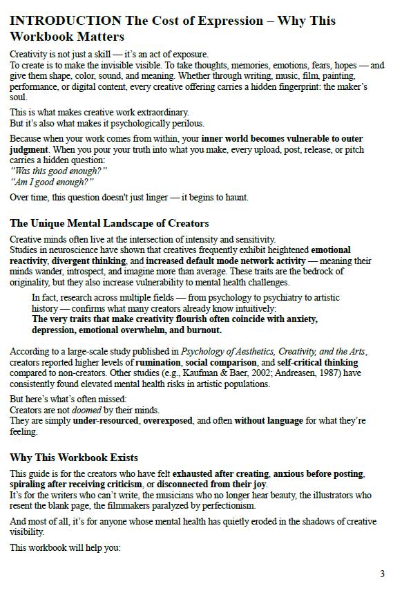 Mental Health for Creators – A Psychology-Based Workbook to Build Resilience, Manage Emotion, and Thrive in Artistic Expression