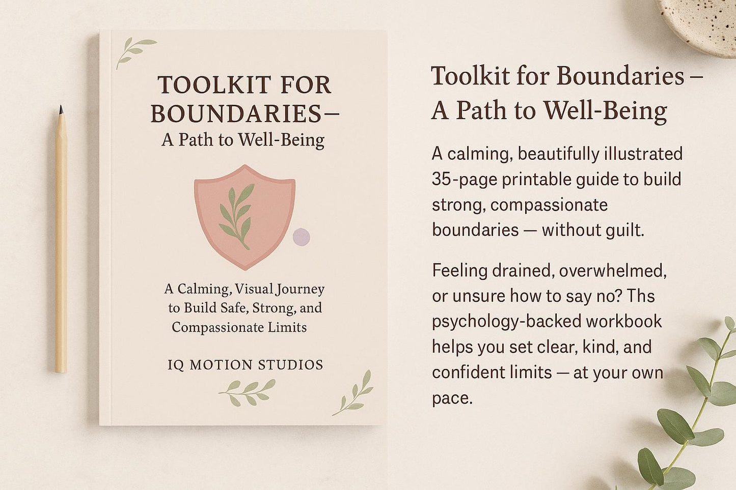 Toolkit for Boundaries – 35-Page Printable Worksheets | Gentle Mental Health Journal | Self-Growth PDF | Therapy-Inspired A4 Guide