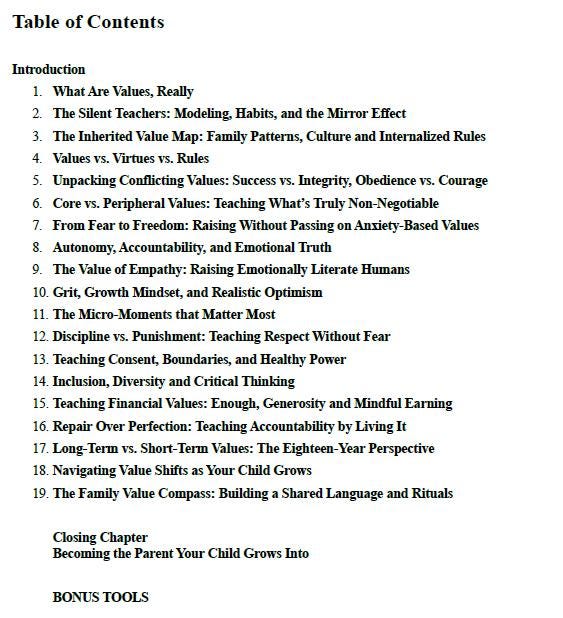 Raising by Values – A Reflective Workbook for Conscious Parenting Through Core Values, Emotional Safety, and Growth-Centered Guidance