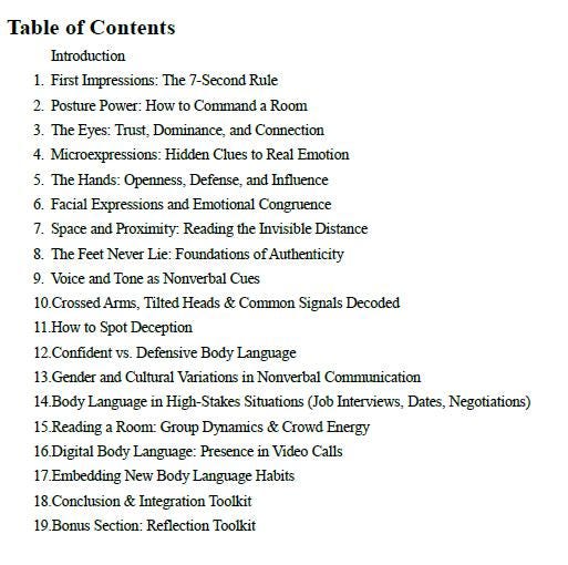 The Body Language Blueprint – Master Nonverbal Communication for Confidence, Clarity & Presence | Printable PDF Guide (50+ Pages)