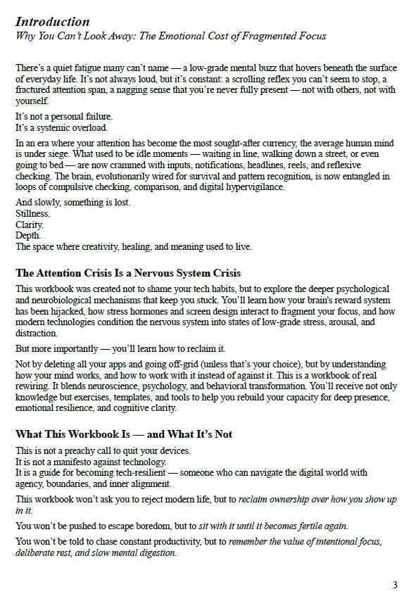 Reclaim Your Focus & Clarity | Attention Workbook for Mental Presence | 60+ Pages | Psychology Tools