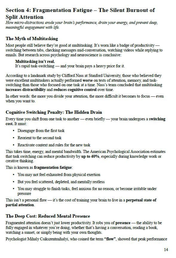Reclaim Your Focus & Clarity | Attention Workbook for Mental Presence | 60+ Pages | Psychology Tools