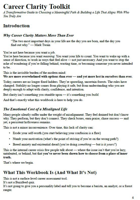 Career Clarity Toolkit | Printable Self-Coaching Workbook for Choosing a Meaningful Career Path | Psychology-Based Career Planner PDF