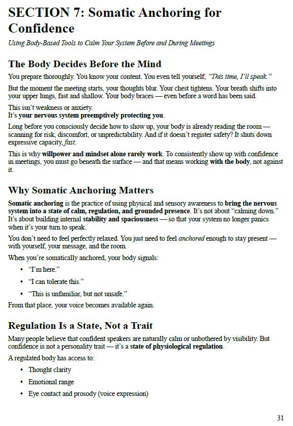Meeting Confidence Guide PDF – Speak Up in Meetings, Be Heard and Self-Assured | Workbook for Professionals & Teams