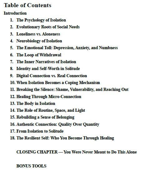 Isolation & Mental Health – Psychology-Based Workbook to Heal Loneliness, Build Connection, and Understand the Emotional Impact of Solitude