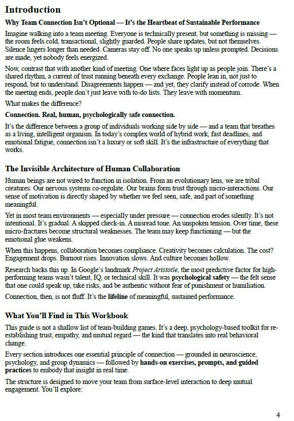 Team Connection Exercises – A Science-Based Journey to Trust, Engagement, and Deep Human Collaboration