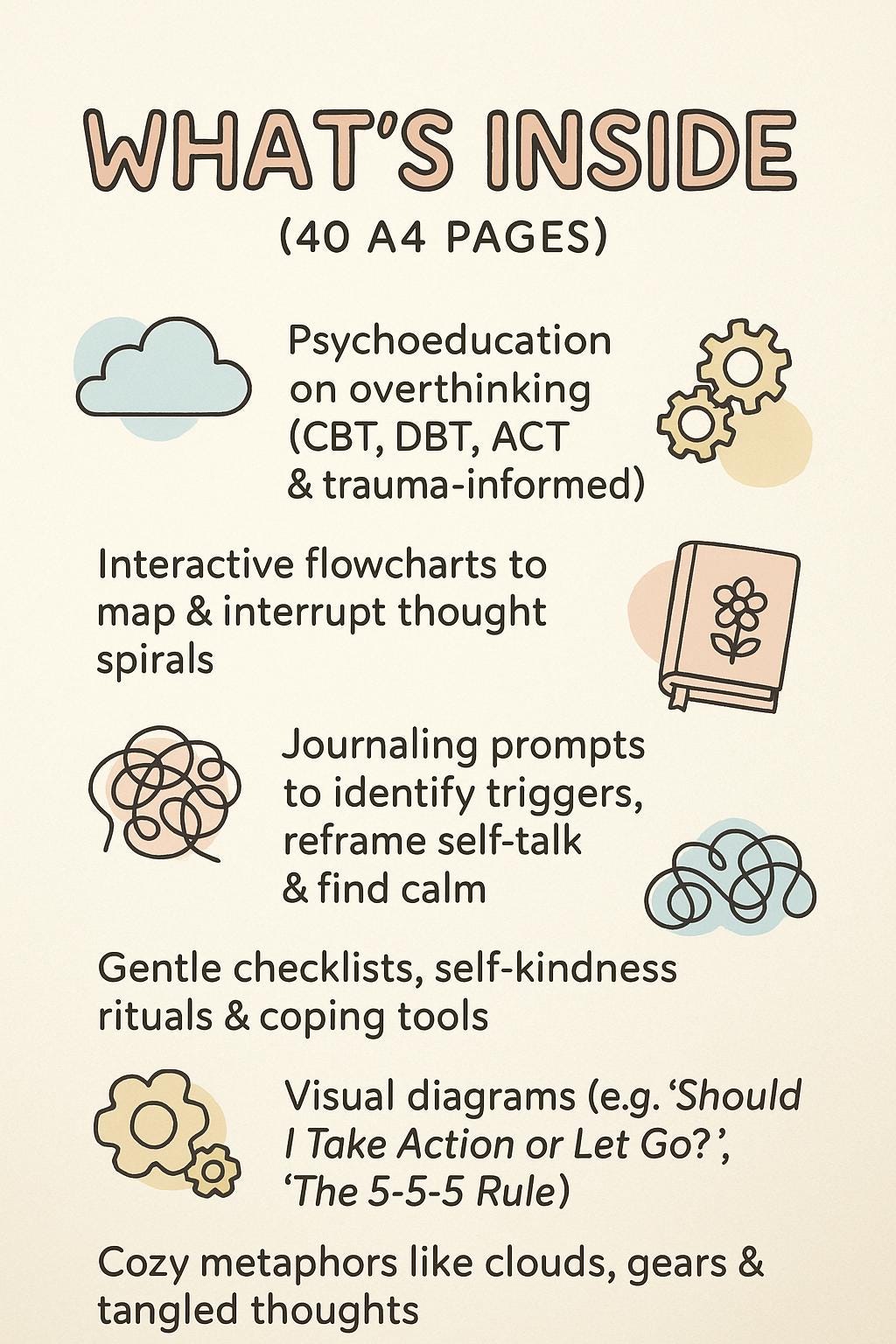 Overthinking Flowchart Worksheets – Visual Guide to Calm Thought Spirals & Build Emotional Mastery