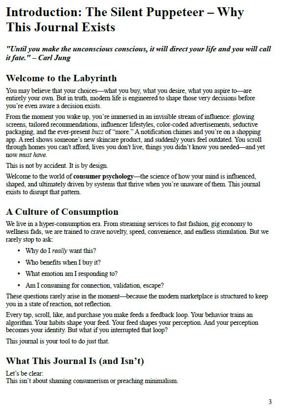 Consumer Psychology & You – A Printable Awareness Journal to Reclaim Control Over Emotional Spending, Identity and Modern Triggers