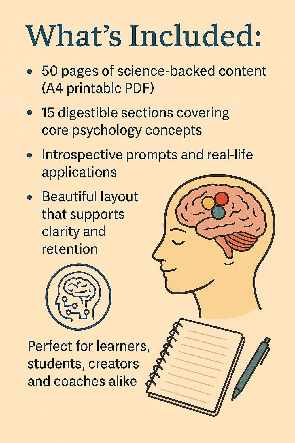 The Beginner's Guide to Psychology PDF | Learn Human Behavior, Emotions, Mind & Personality | 50 Pages | A4 Printable Workbook
