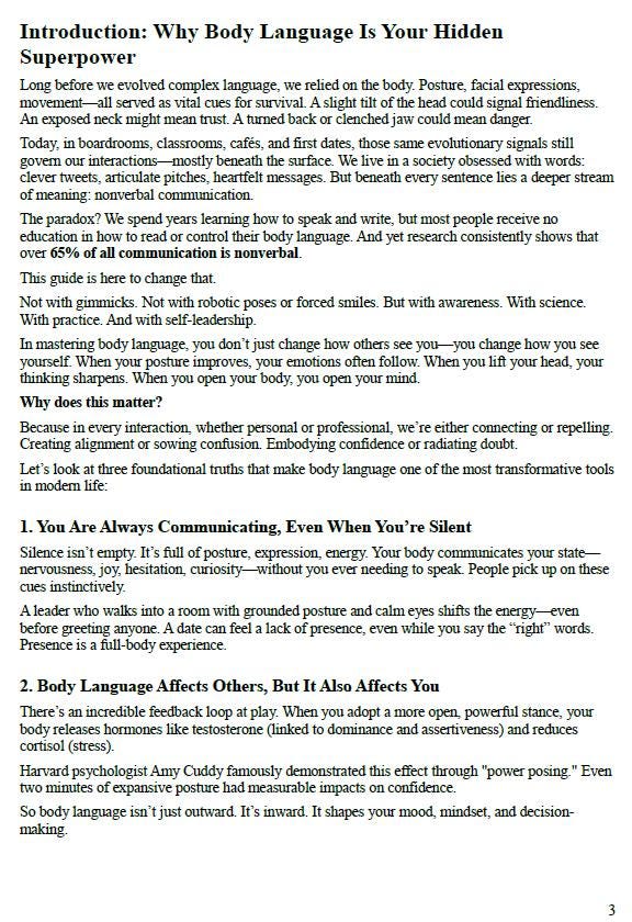 The Body Language Blueprint – Master Nonverbal Communication for Confidence, Clarity & Presence | Printable PDF Guide (50+ Pages)