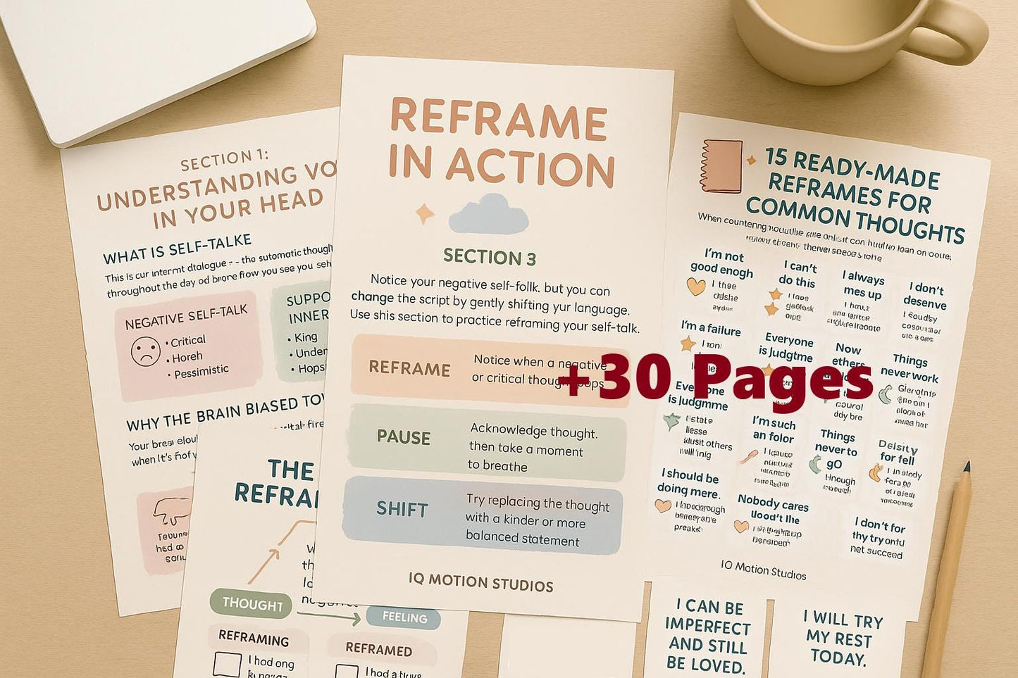 Reframe Negative Self-Talk – CBT Worksheet to Quiet Your Inner Critic & Build Self-Compassion