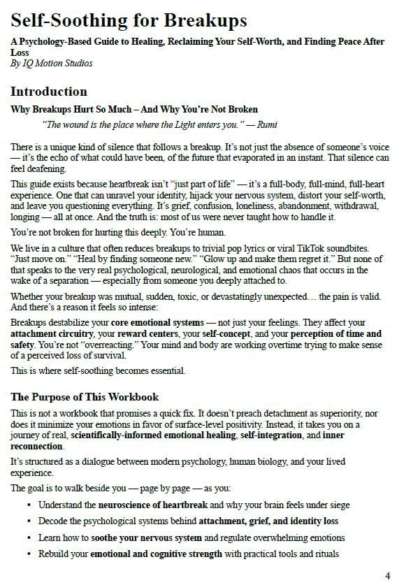 Self-Soothing for Breakups PDF | Printable Healing Workbook for Heartbreak, Anxiety, Attachment, Inner Child & Emotional Recovery