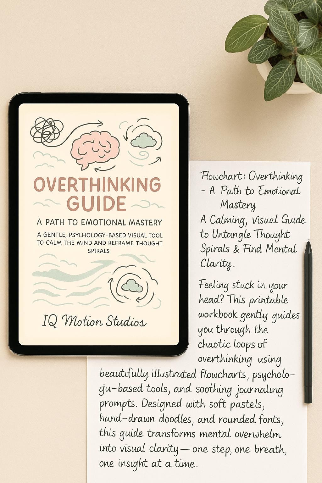 Overthinking Flowchart Worksheets – Visual Guide to Calm Thought Spirals & Build Emotional Mastery