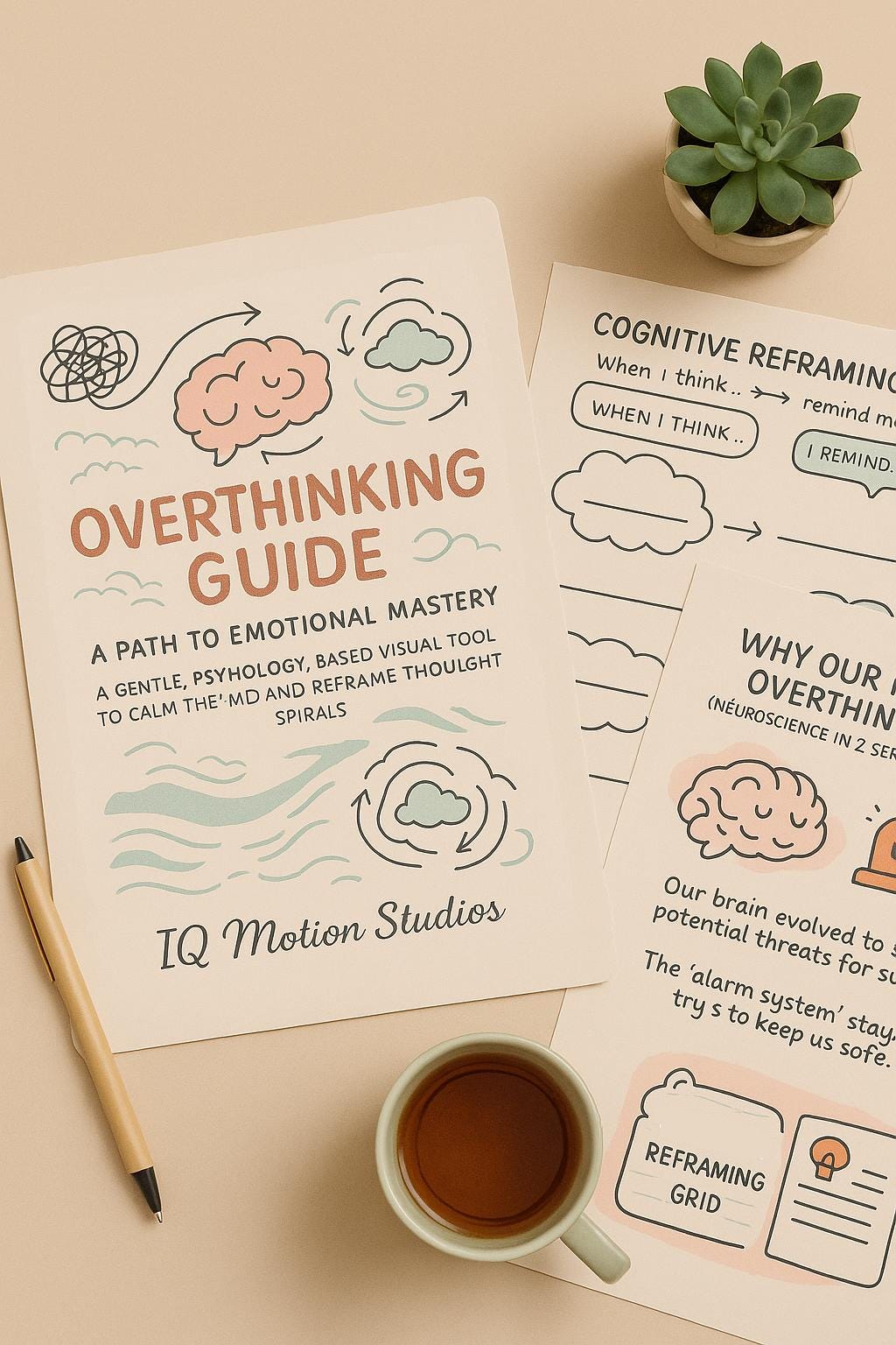 Overthinking Flowchart Worksheets – Visual Guide to Calm Thought Spirals & Build Emotional Mastery