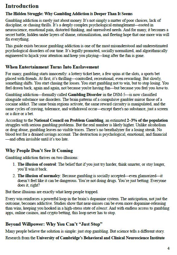 Understand & Overcome Gambling Addiction - A Workbook to Breaking the Cycle