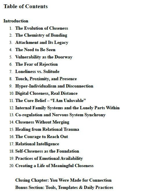 Desire for Human Closeness Workbook | Emotional Intimacy & Connection | Psychology Self-Growth PDF