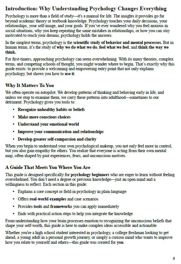 The Beginner's Guide to Psychology PDF | Learn Human Behavior, Emotions, Mind & Personality | 50 Pages | A4 Printable Workbook