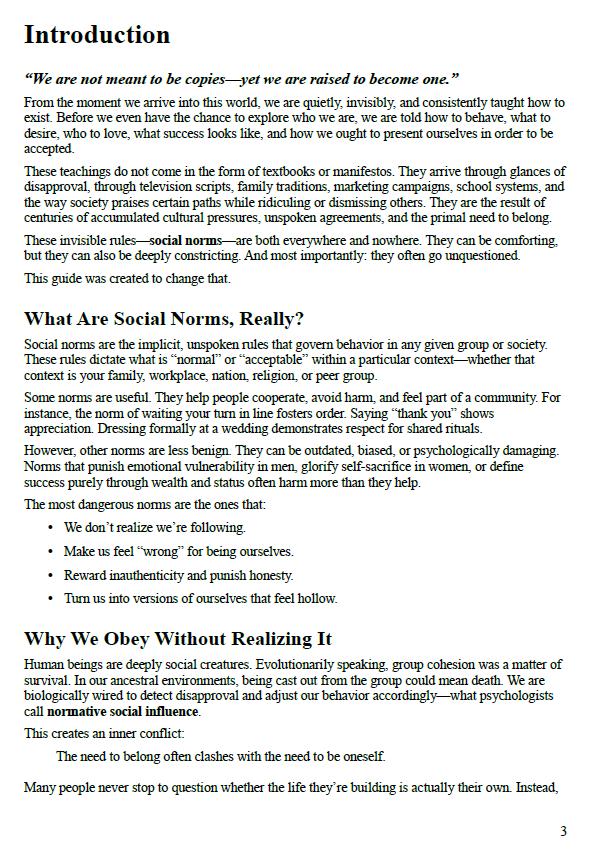 Social Norms Breakdown Workbook – Printable Psychology-Based Guide to Reclaim Your Voice, Identity & Self-Worth | A4 PDF