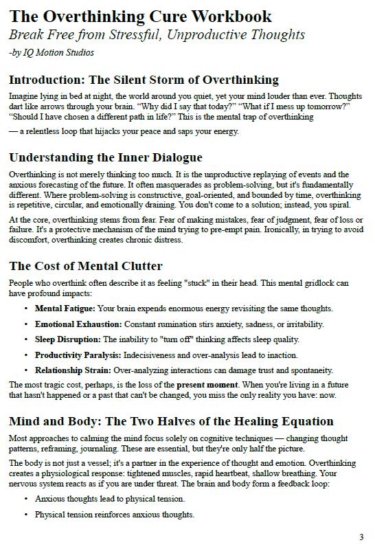 The Overthinking Cure Workbook – Printable 60-Page Mental Clarity Journal for Anxiety, Thought Loops & Emotional Regulation