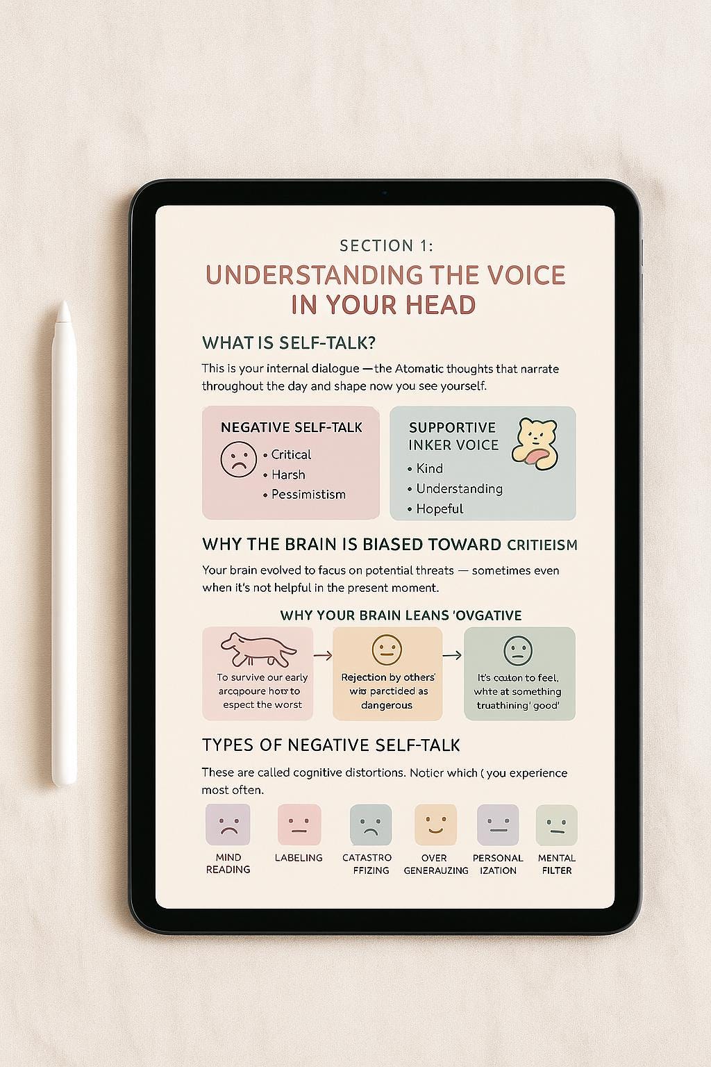 Reframe Negative Self-Talk – CBT Worksheet to Quiet Your Inner Critic & Build Self-Compassion