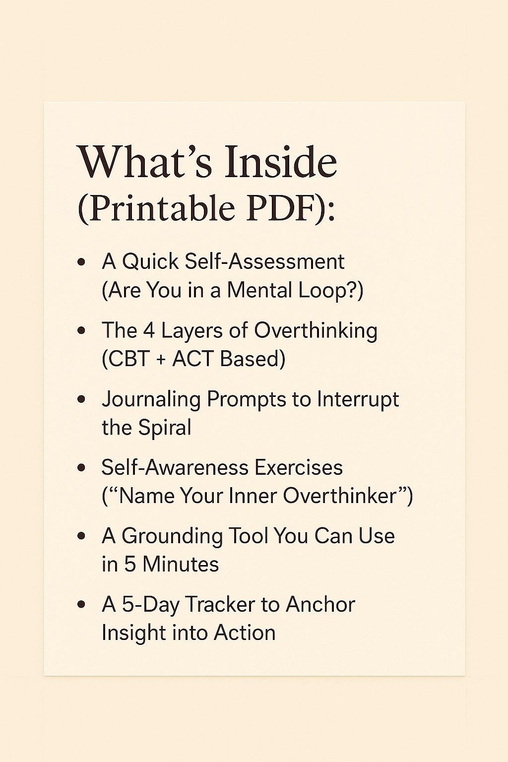 Overthinking Assessment Worksheet – Printable Mental Clarity Tool + 5-Day Action Plan