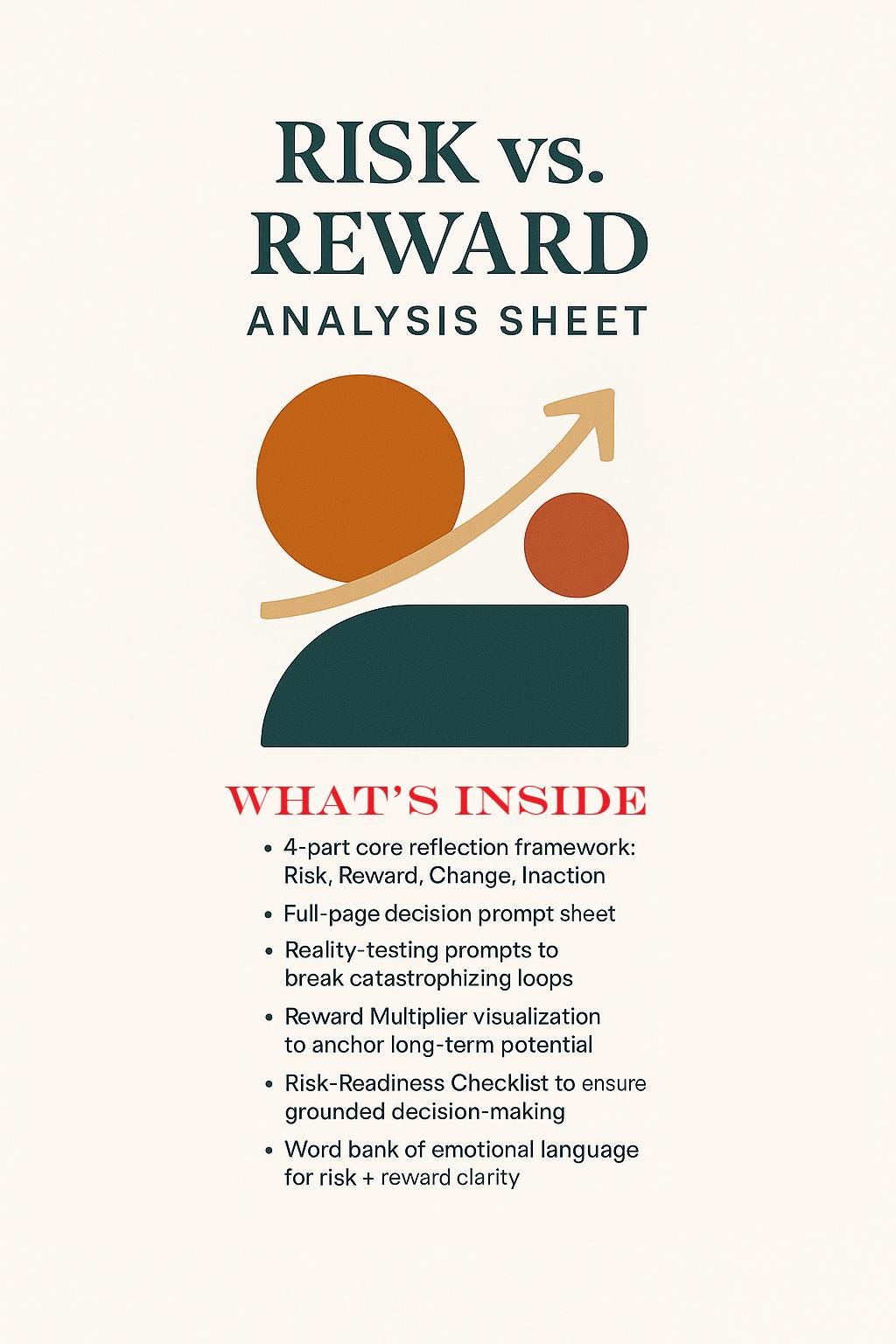 Risk vs. Reward Analysis Sheet, Psychology-Based Decision Clarity Tool for Life, Career and Personal Growth, A4 Printable PDF